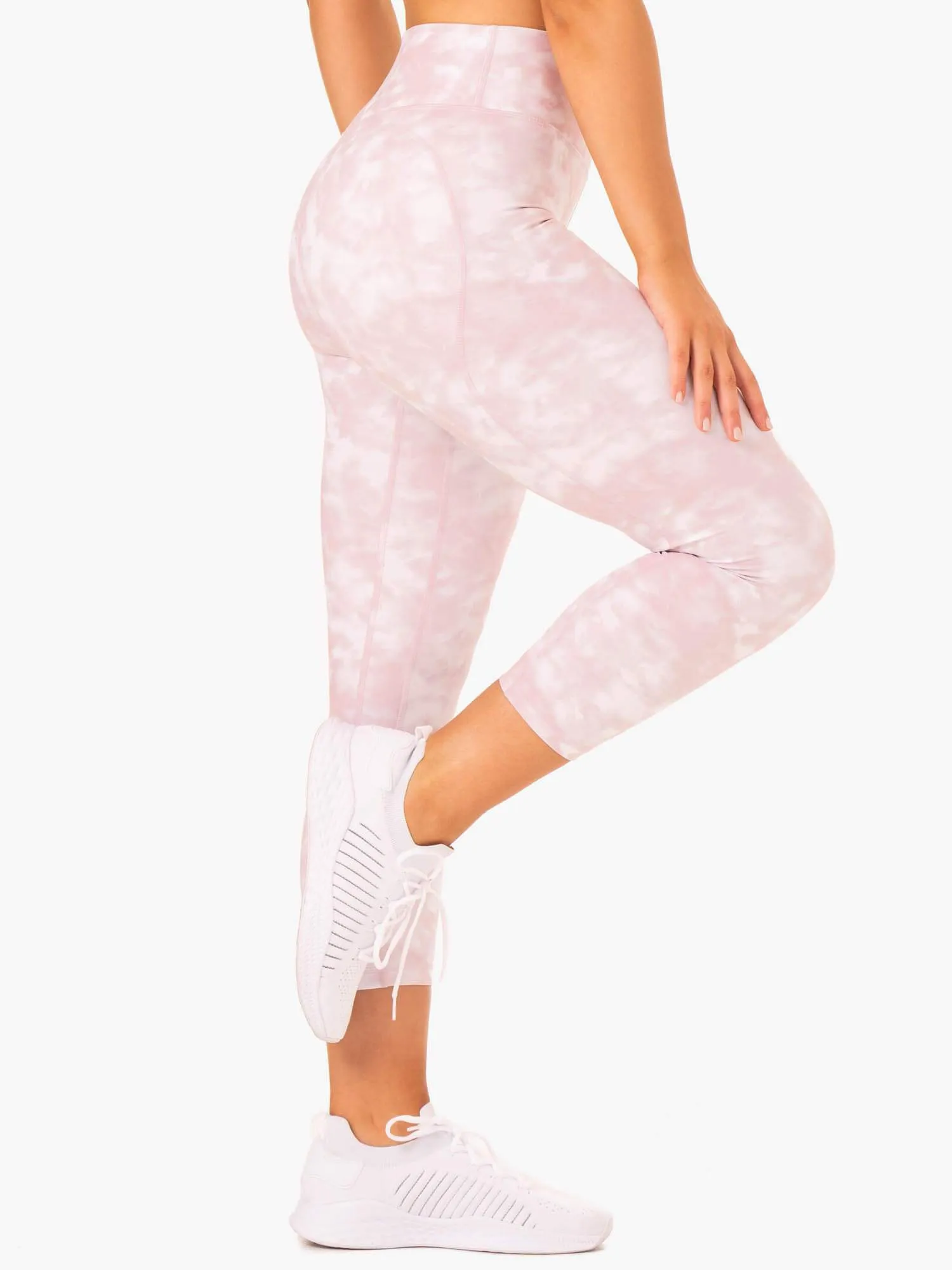 Tie Dye 7/8 Leggings - Mauve Pink Tie Dye Flexible Wear City Walk