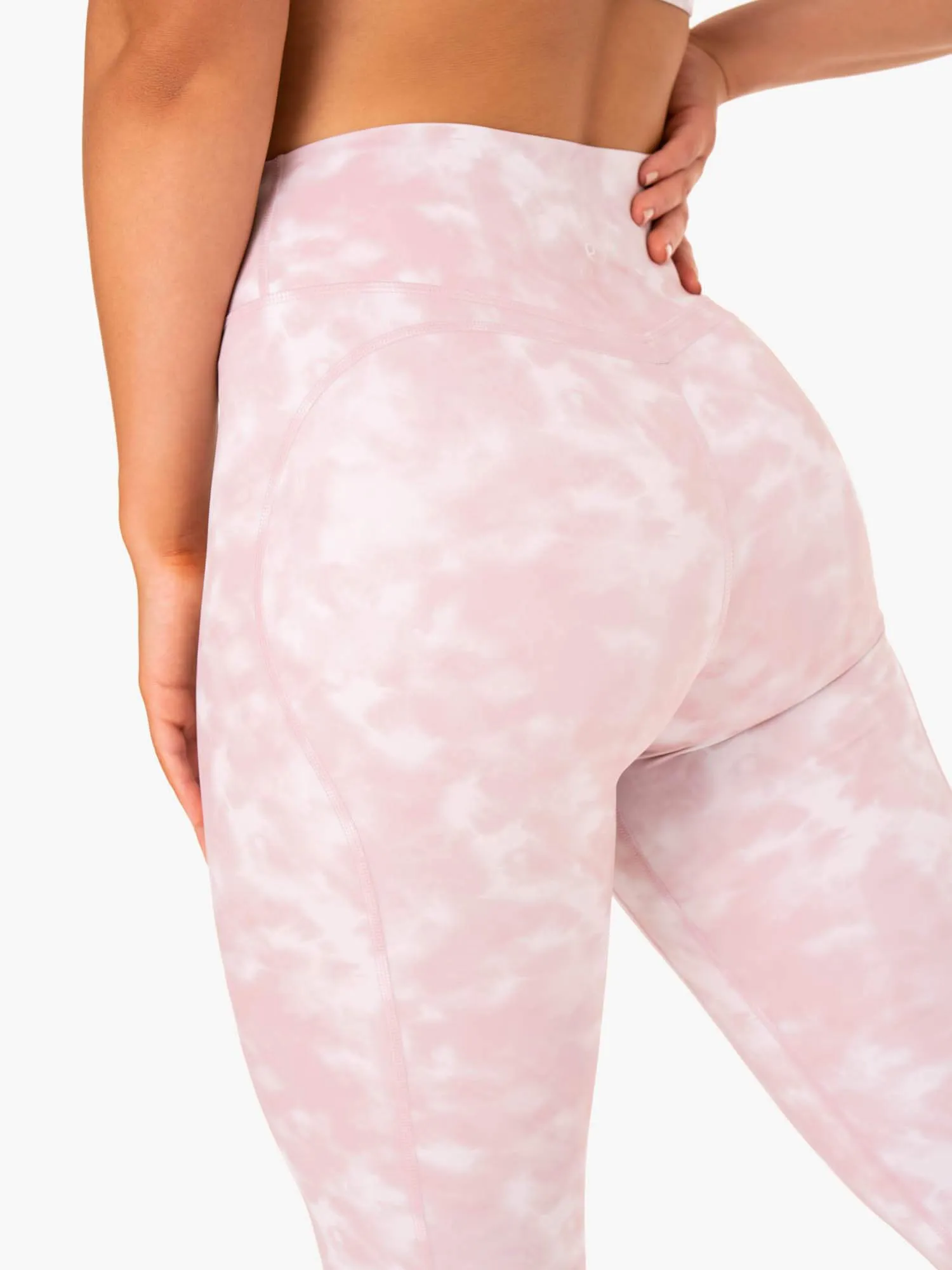 Tie Dye 7/8 Leggings - Mauve Pink Tie Dye Trendy Comfort