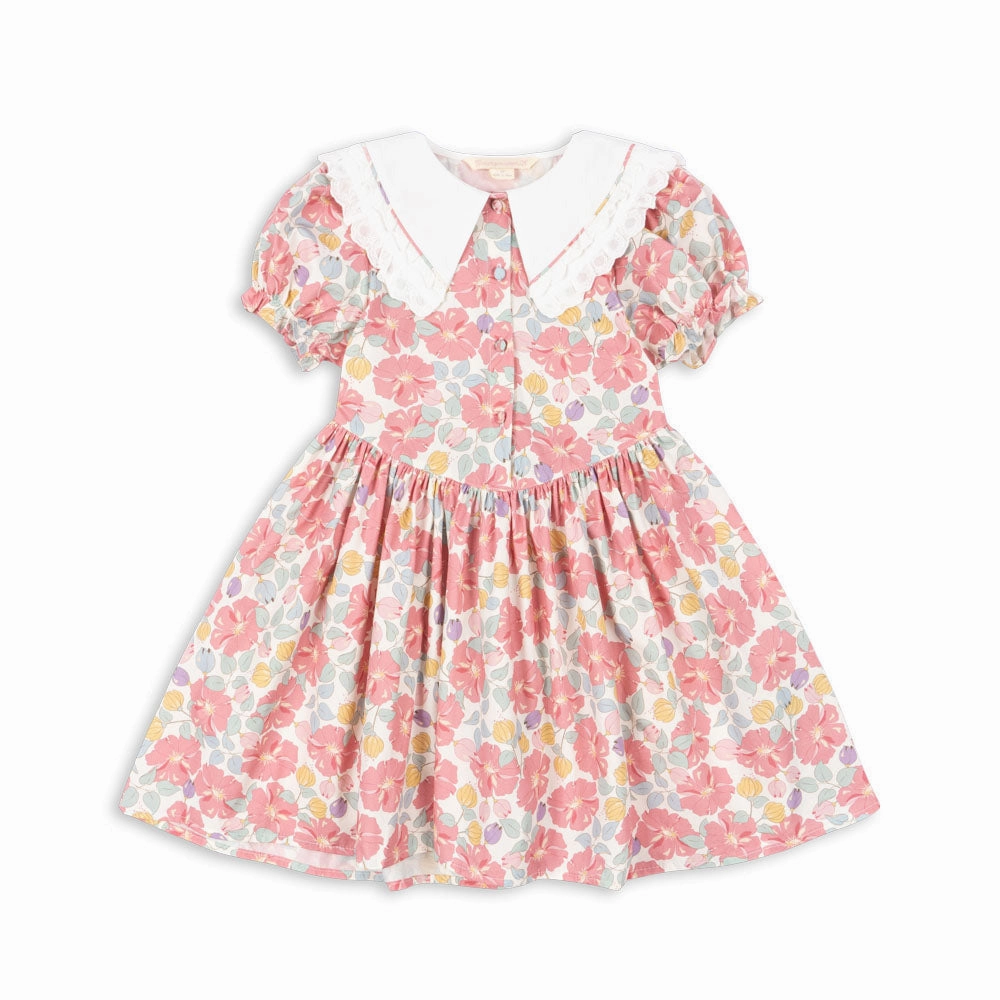 Kindergarteners' wear Comfortable kids' attire Konges Sloejd Kids Coeur Collar Dress Gots - Fleur Anglaise