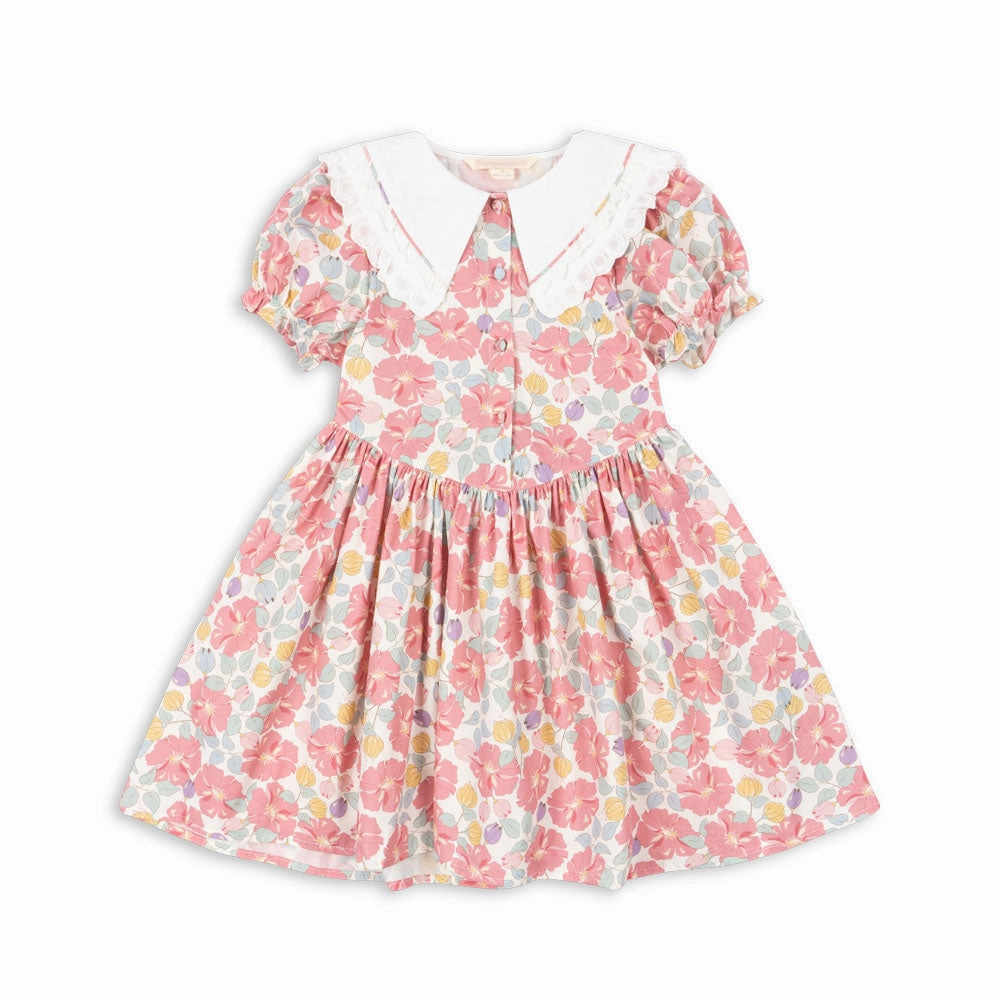 Konges Sloejd Kids Coeur Collar Dress Gots - Fleur Anglaise Seasonal