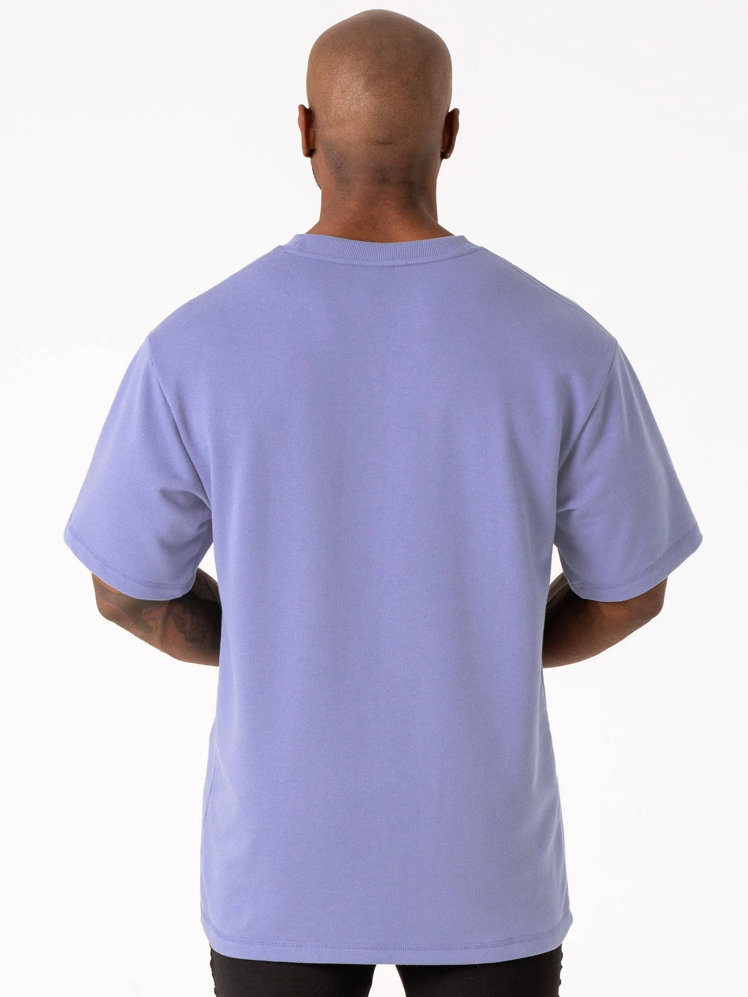 Timeless Design Wear Throwback Fleece Oversized T-Shirt - Indigo Blue Seam-Free