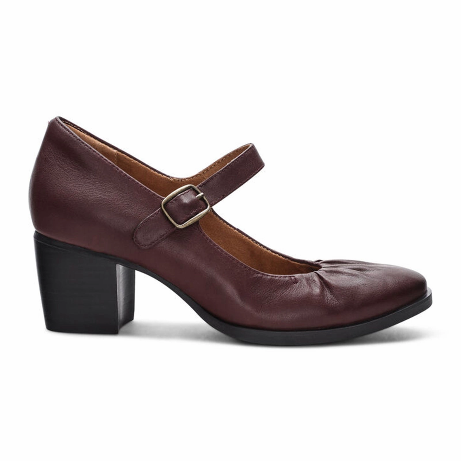 Aetrex Sara Heeled Mary Jane (Women) - Burgundy Firm Path Self Love