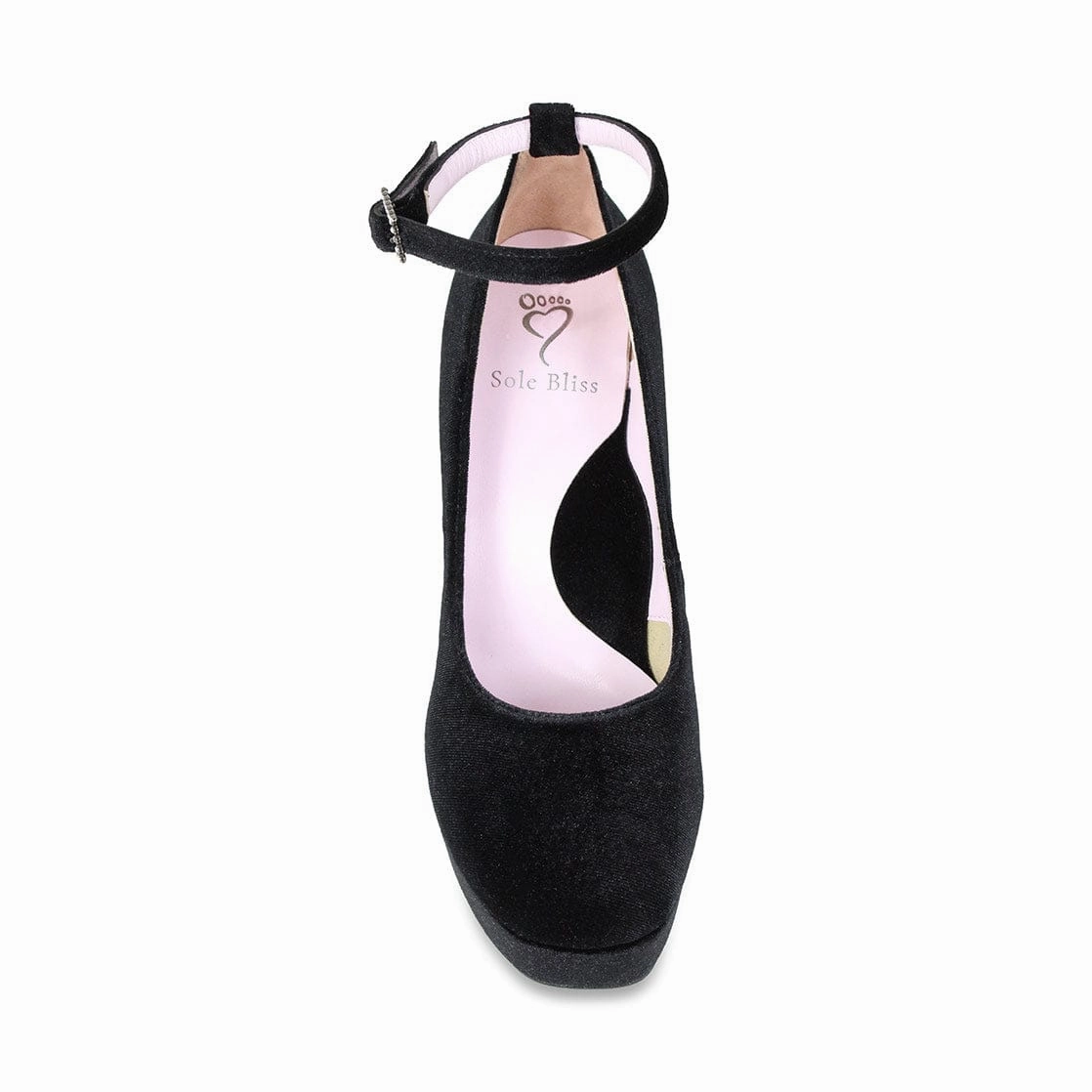 River: Black Velvet Good Traction Ankle Strap Shoes