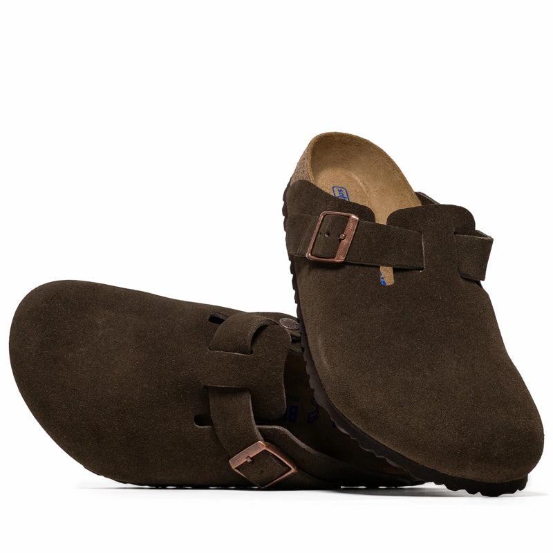 Breathable Style Food Walk Birkenstock Boston Soft Footbed Suede - Mocha
