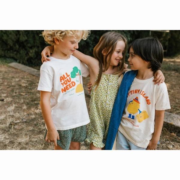 TINYCOTTONS Kids MY TINY ISLAND TEE in Light Cream/Yellow Clown costumes for kids Laced