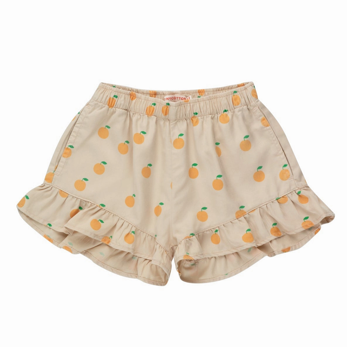 lined TINYCOTTONS Kids ORANGES FRILLS SHORT in Dark Vanilla/Orange