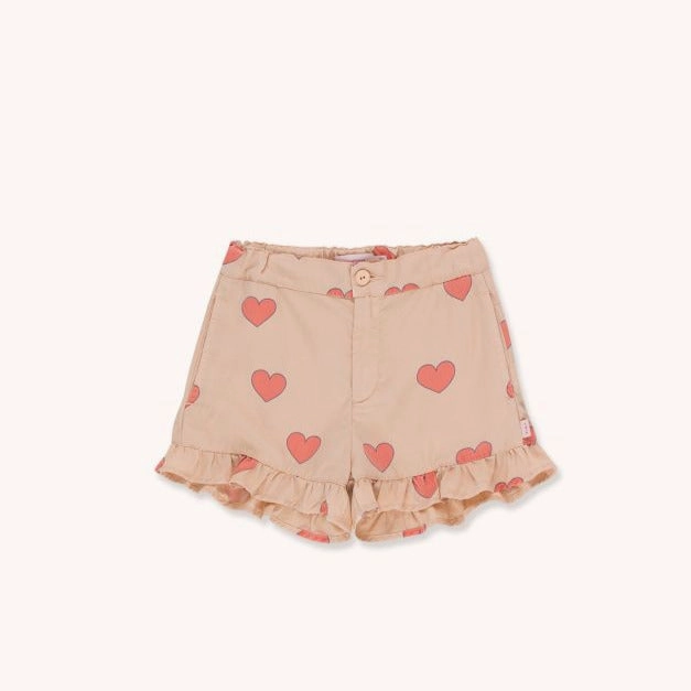 TINYCOTTONS Kids "Hearts" FRILLS SHORT in light nude/red 199 Middle school kids' clothing