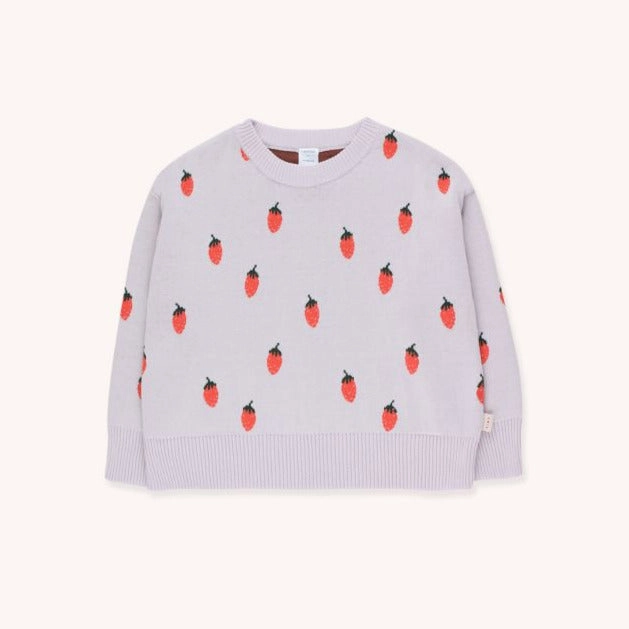 Lounge - Wear TINYCOTTONS Kids "STRAWBERRIES" CROP SWEATERS in light lilac/red 233