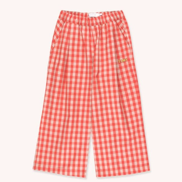 Extra - small TINYCOTTONS Kids "TINY" VICHY WIDE PANT in red/light nude 192