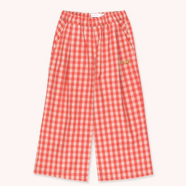 TINYCOTTONS Kids "TINY" VICHY WIDE PANT in red/light nude 192 Matt