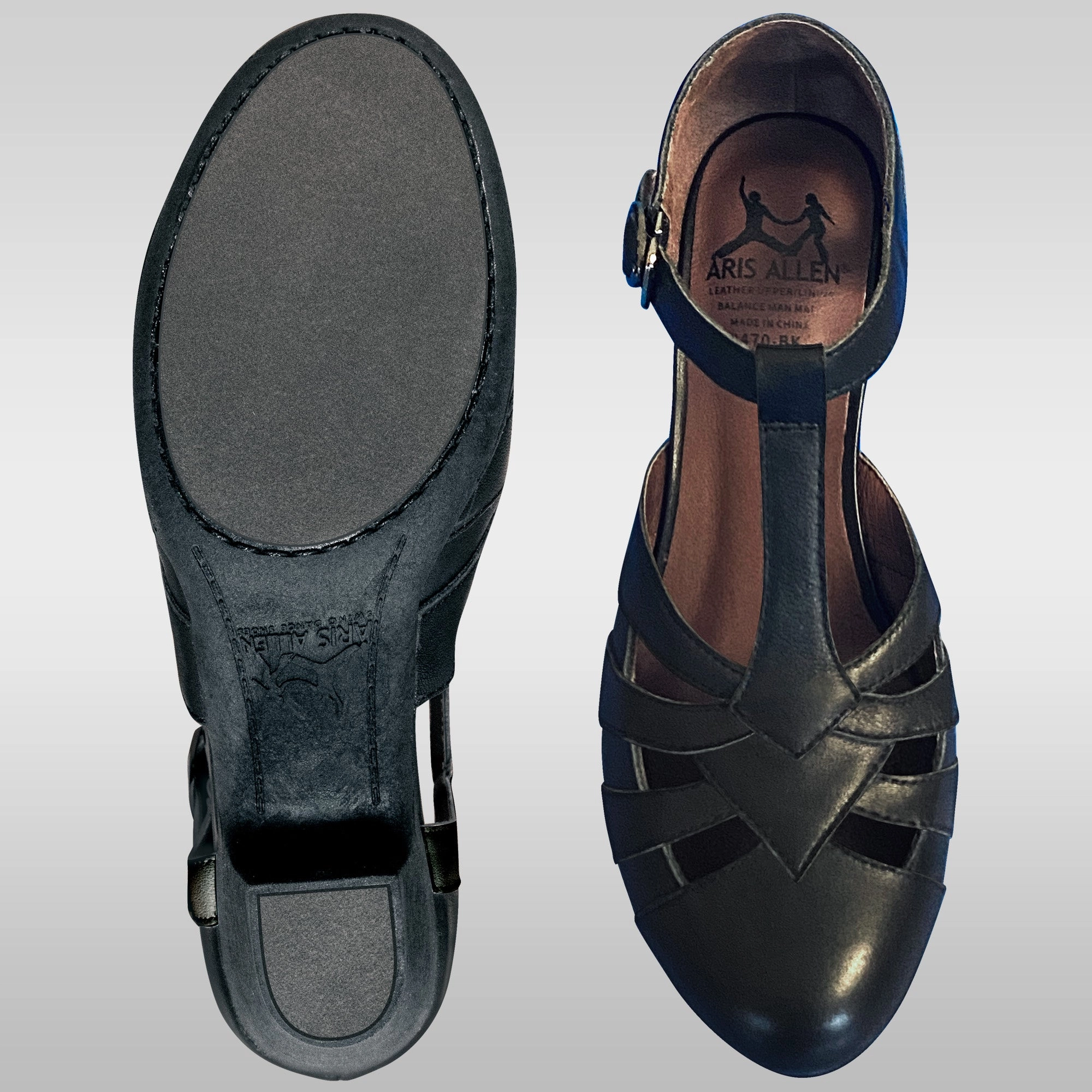 StreamlinedDesign Zip   Up Aris Allen Black T-Strap Dance Shoes