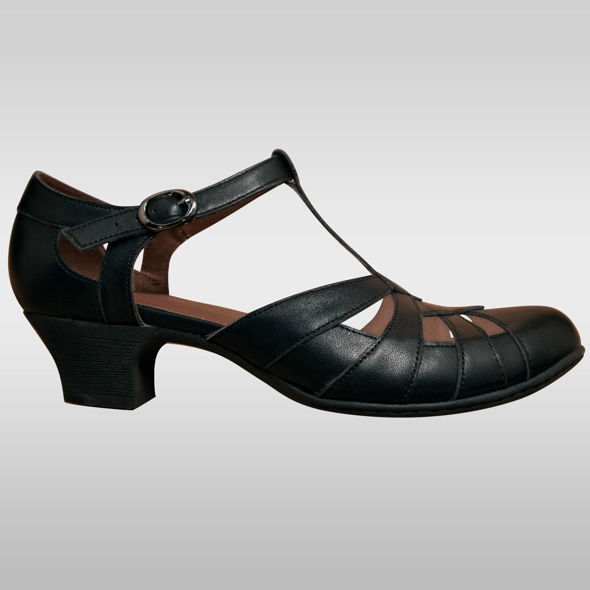 Mid Cut Aris Allen Black T-Strap Dance Shoes