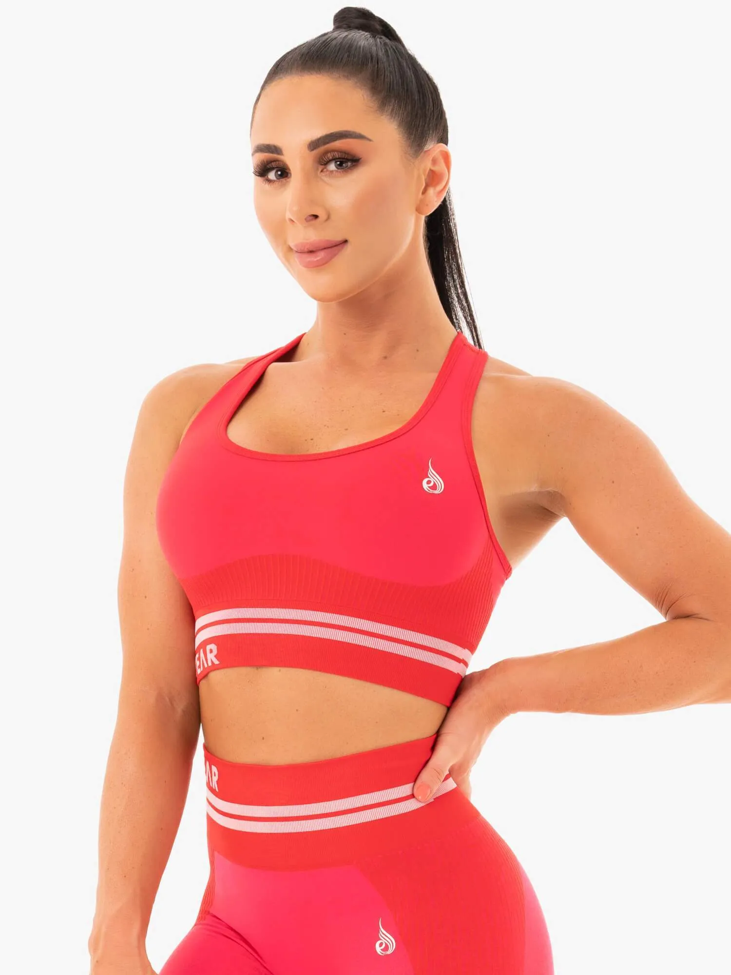 Decorative stitching seams Freestyle Seamless Longline Sports Bra - Red