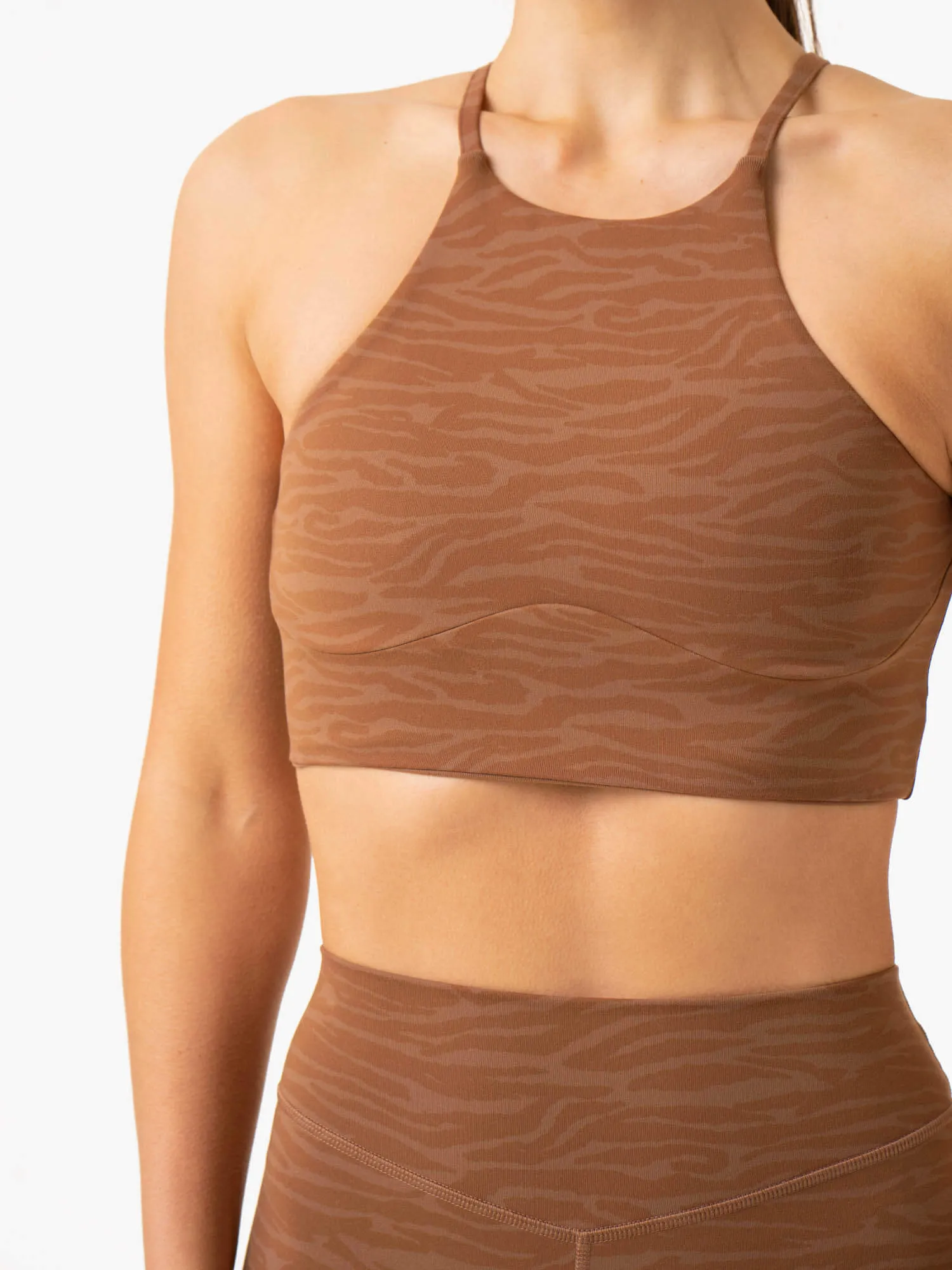 Transform Reversible Sports Crop - Chocolate Zebra Stretch Technology Odor Neutralizing Technology