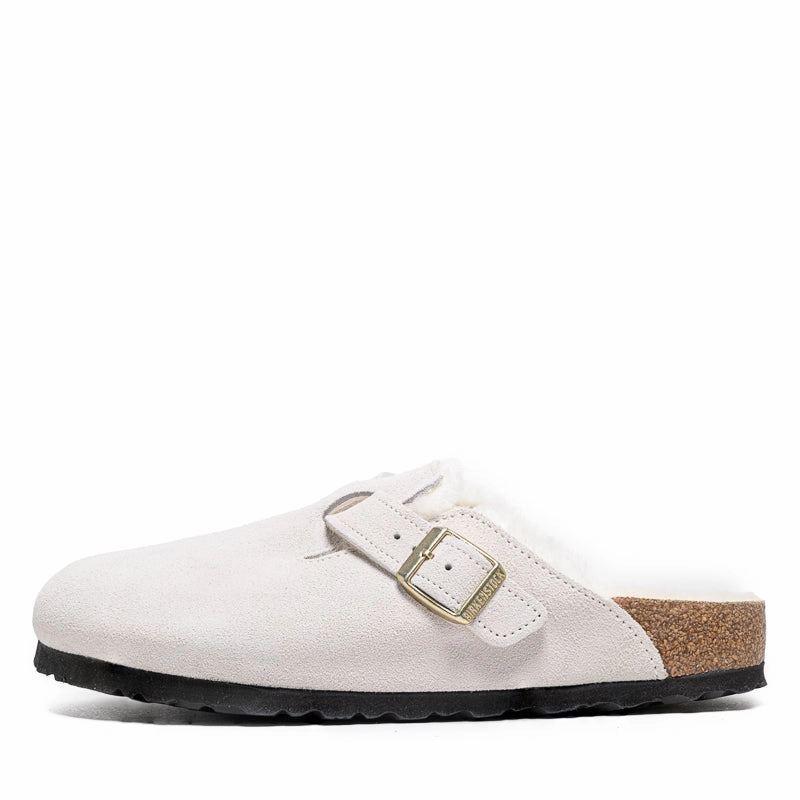 City Guard Women's Birkenstock Boston Shearling Suede - Antique White