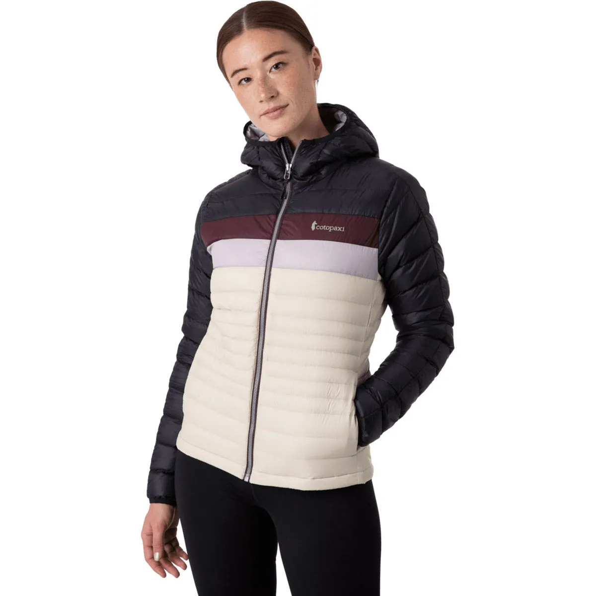 Women's Fuego Hooded Down Jacket Taped Edges Stretchable Material