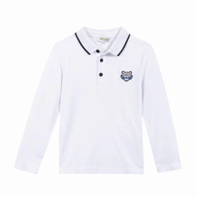 Breathable Kenzo Kids Logo Polo Shirt in White