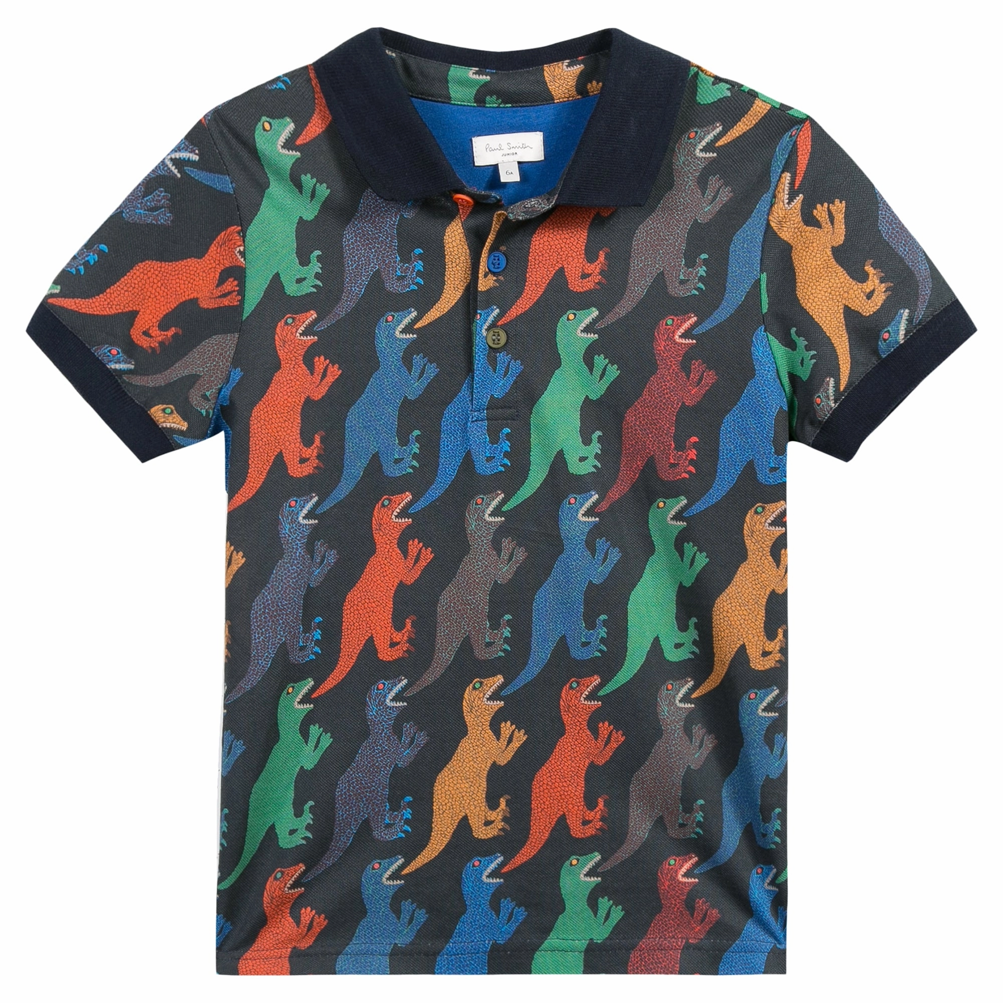 Paul Smith Junior Kids Pegasus Dinosaur Print Polo Shirt Smart slim