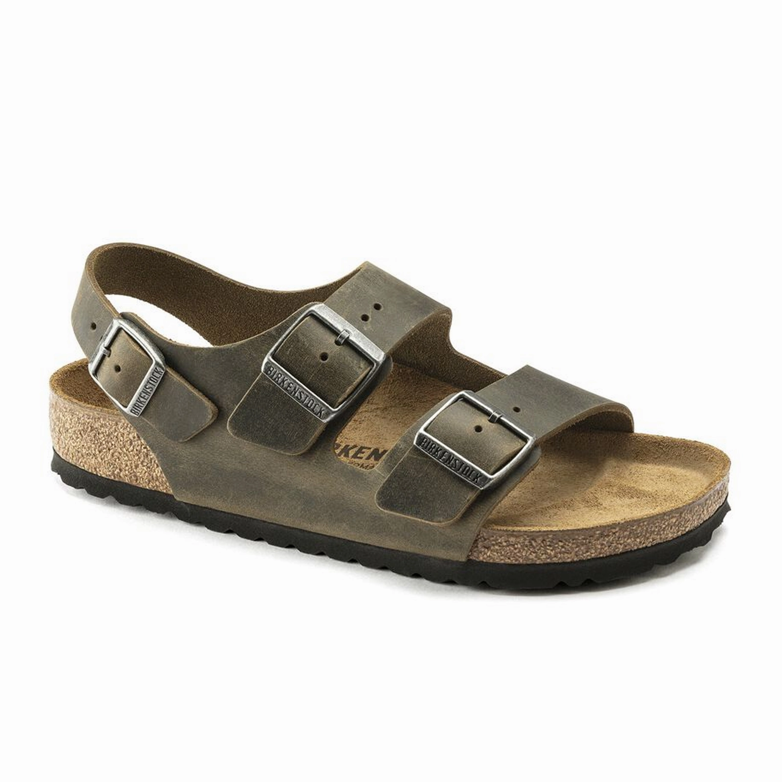 Practical Casual Fit Birkenstock Milano Backstrap Sandal (Men) - Faded Khaki Oiled Leather