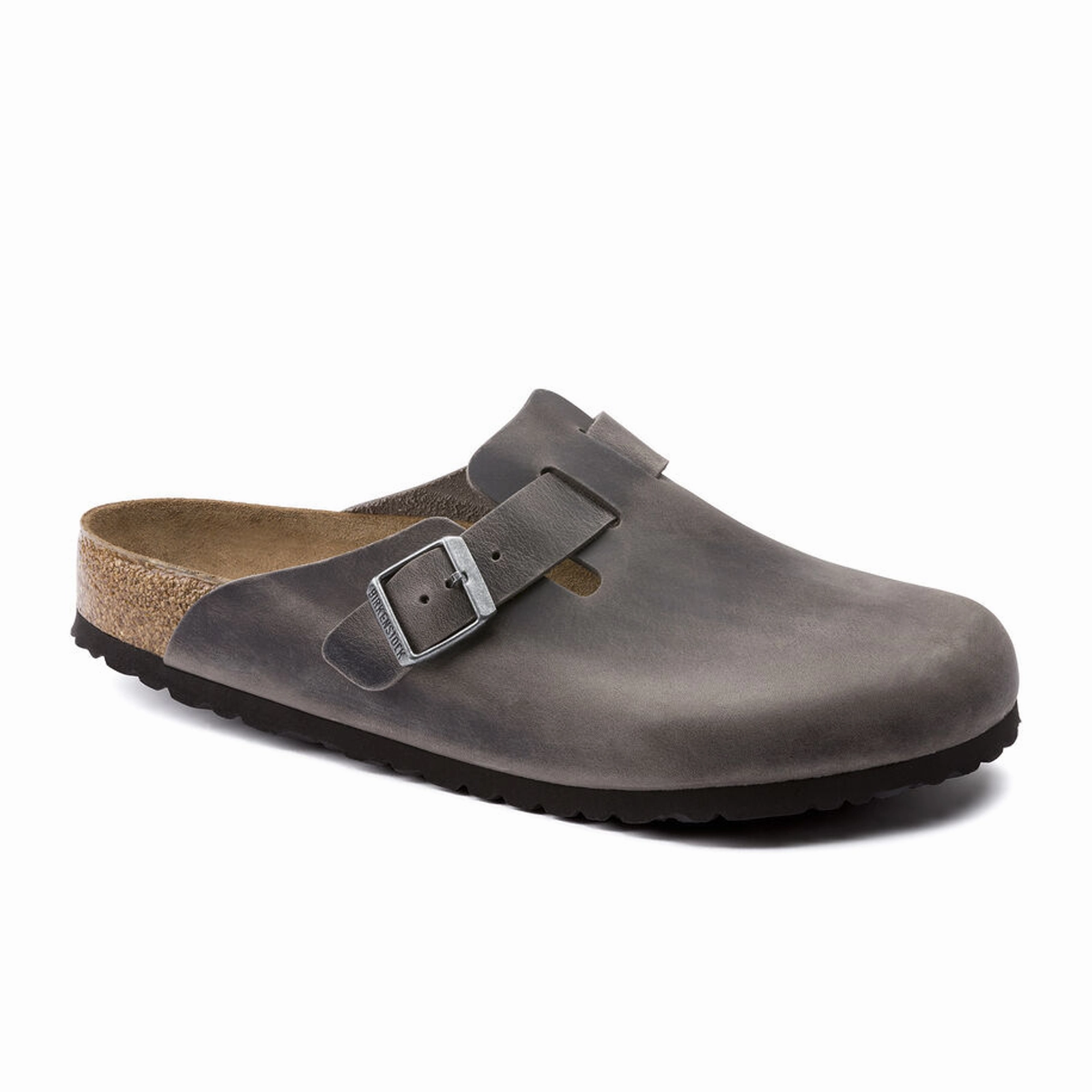 Swift Stride Birkenstock Boston Soft Footbed Narrow Clog (Women) - Iron Oiled Leather