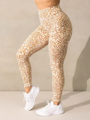 Empower High Waisted Leggings - Vanilla Leopard Postpartum Fit Airport Travel
