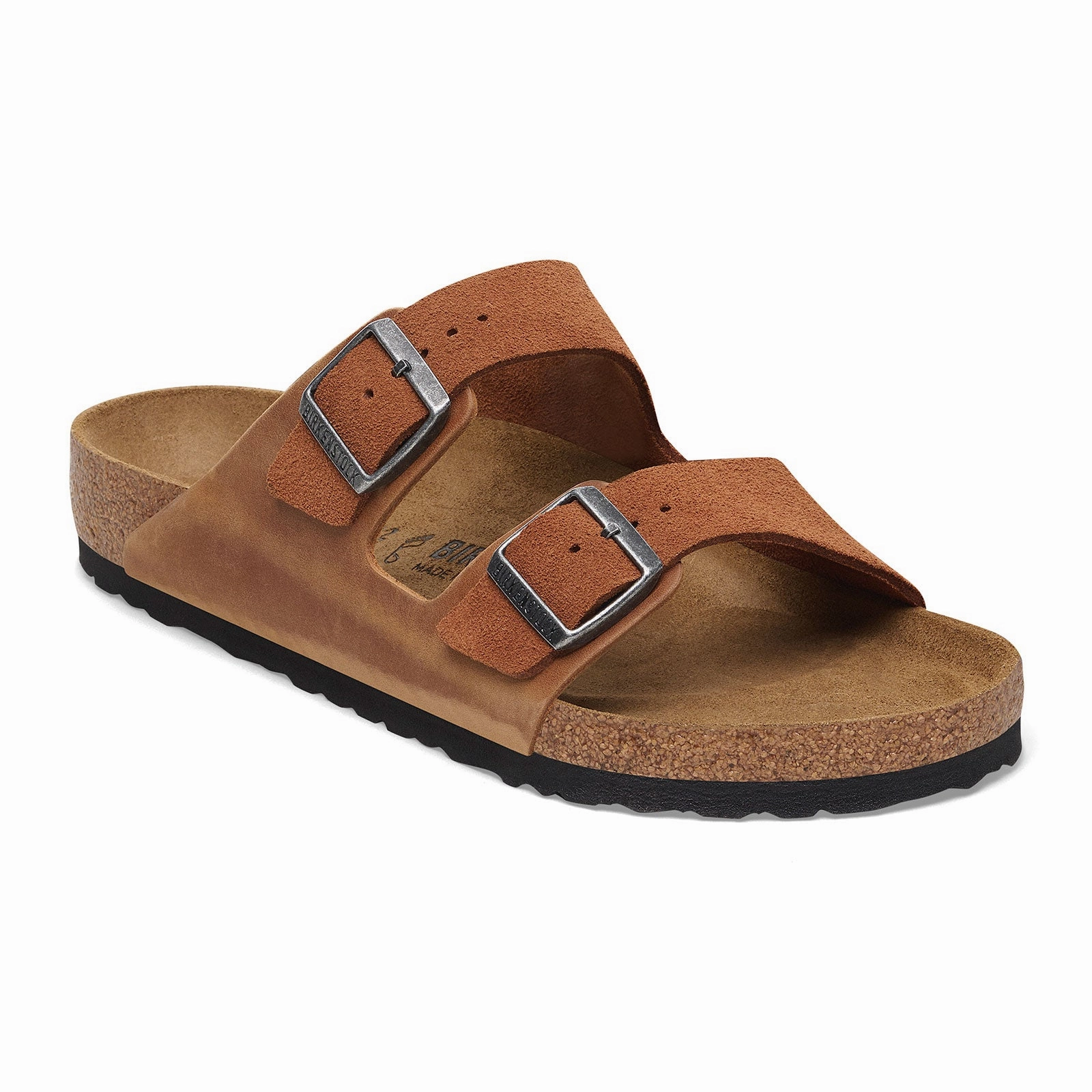 Birkenstock Arizona Slide Sandal (Men) - Cognac/Cognac Suede Elegant Fit Soft Material