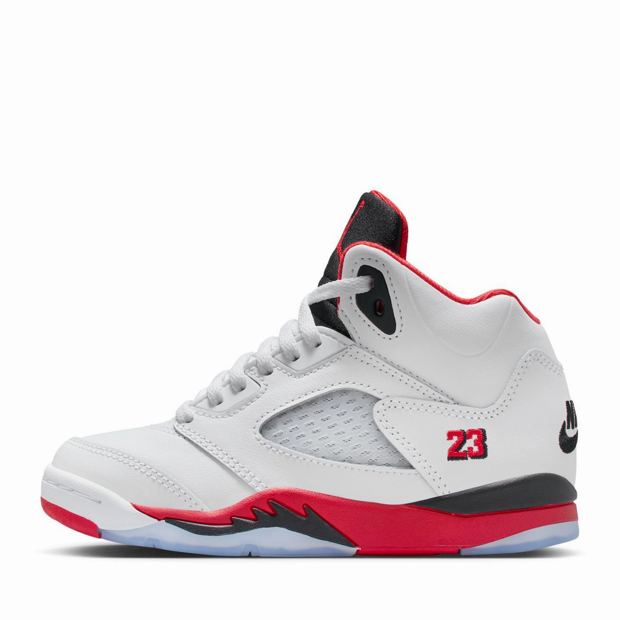 Flat Ease Jordan 5 Retro 'Fire Red' (PS) - White/Fire Red