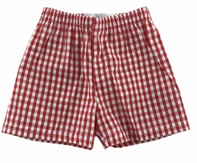 Tween Boy's Gingham Lined Shorts | Red School uniform items for kids Pajamas for children