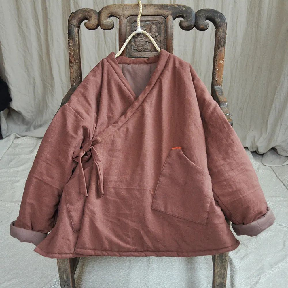 WeightDispersing Padding All-Season Wear Babakud Women Winter Vintage Warm Cotton Linen Jacket