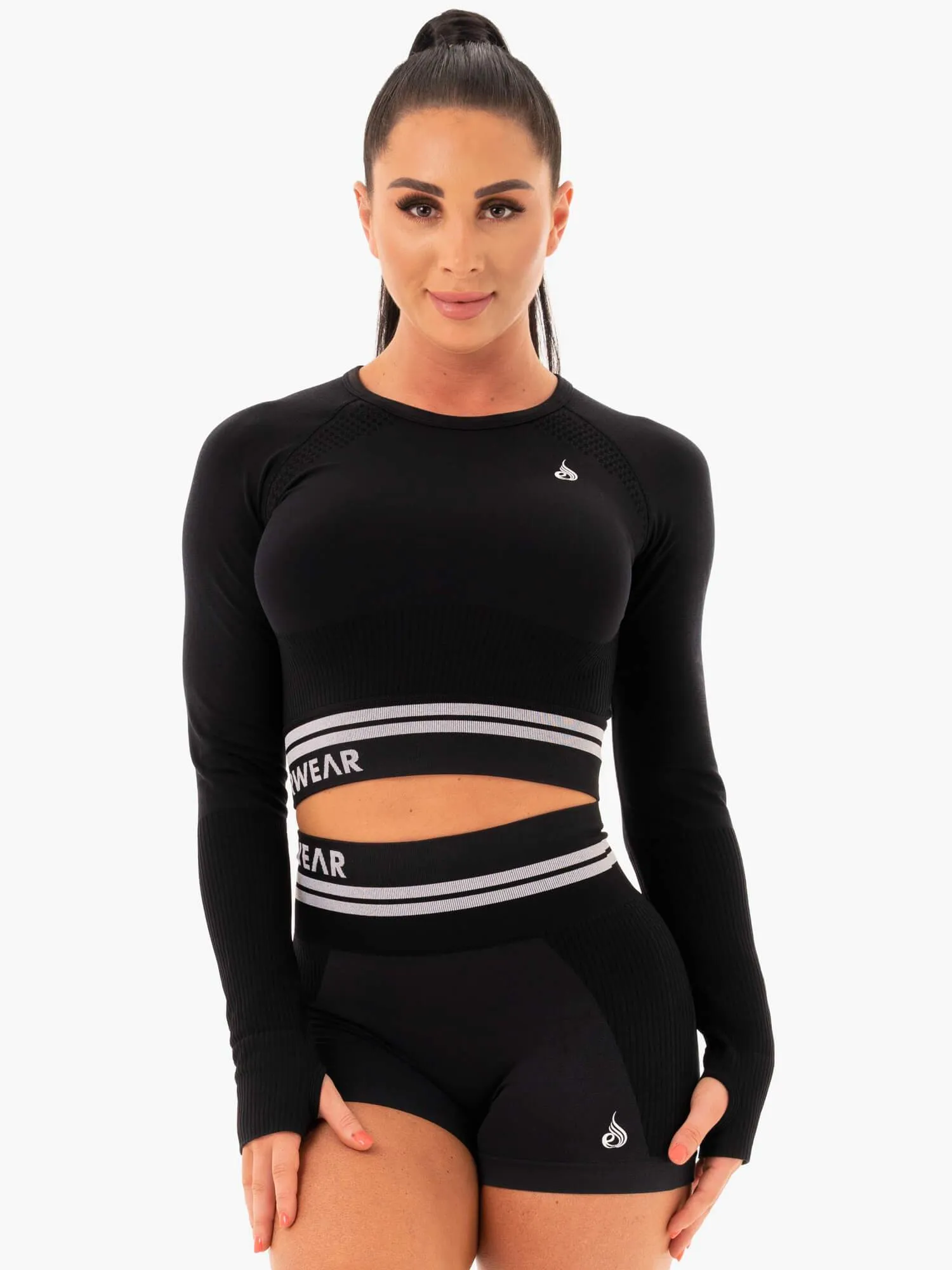Freestyle Seamless Long Sleeve Crop - Black HeavyweightThermal