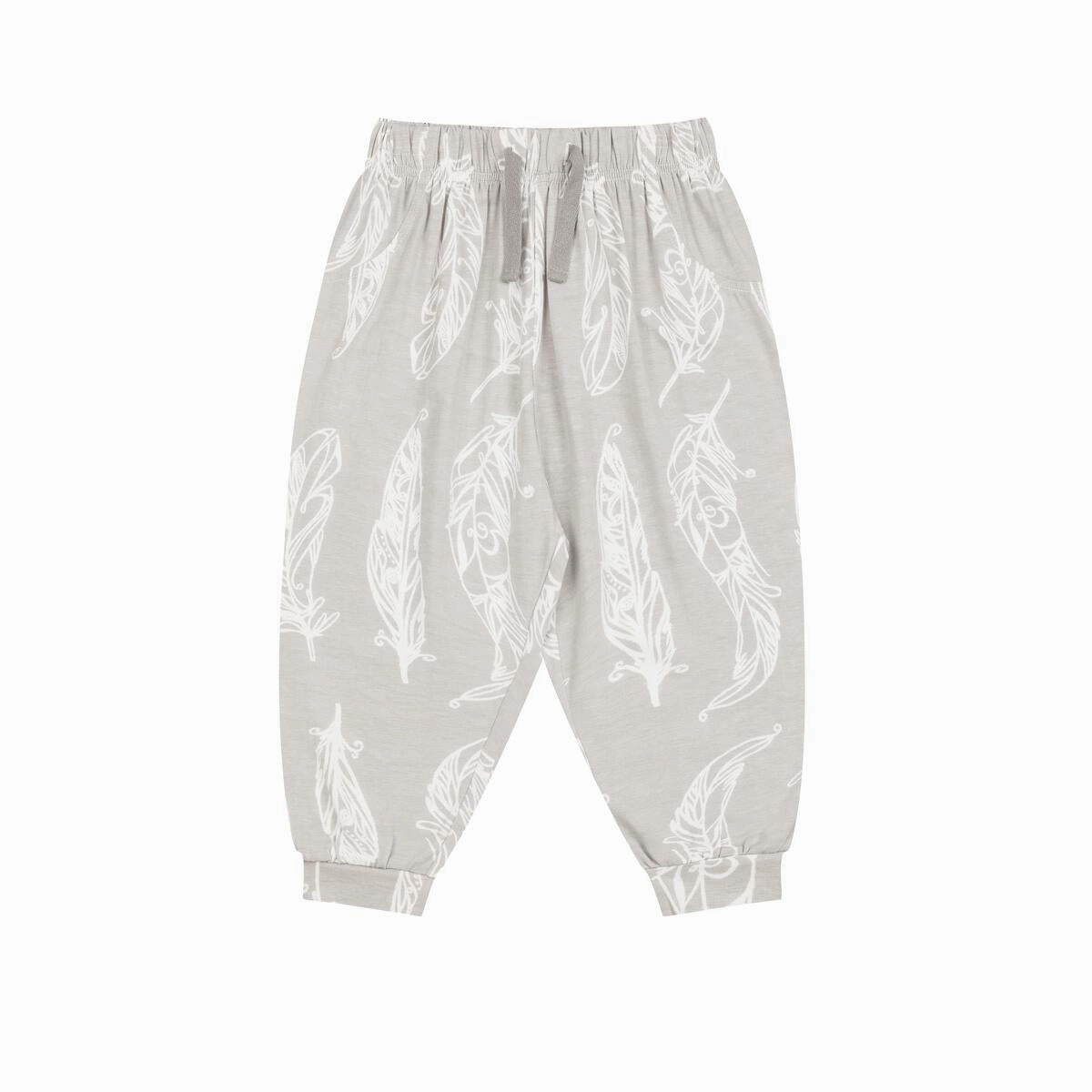 Nest Designs Kids Harem Pants (Bamboo Jersey) - Feather Grey Iridescent kids' apparel