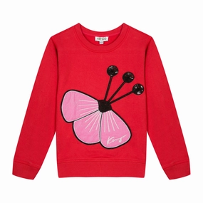 holiday color - fast Kenzo Kids Girl Flower Jumpers/Cardigan in Red