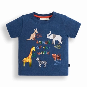 Embroidered children's clothes Rugged Jojo Maman Bebe Kids Boy's Animals of the World T-Shirt