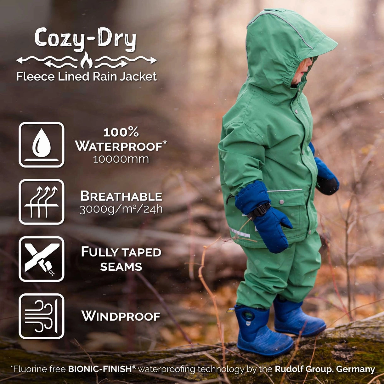 >Jan & Jul Kids Cozy-Dry Waterproof Rain Jacket - Grey Construction Playful