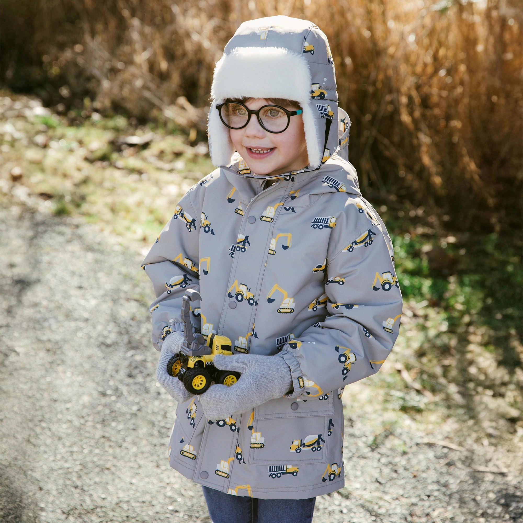 High school kids' wear >Jan & Jul Kids Cozy-Dry Waterproof Rain Jacket - Grey Construction