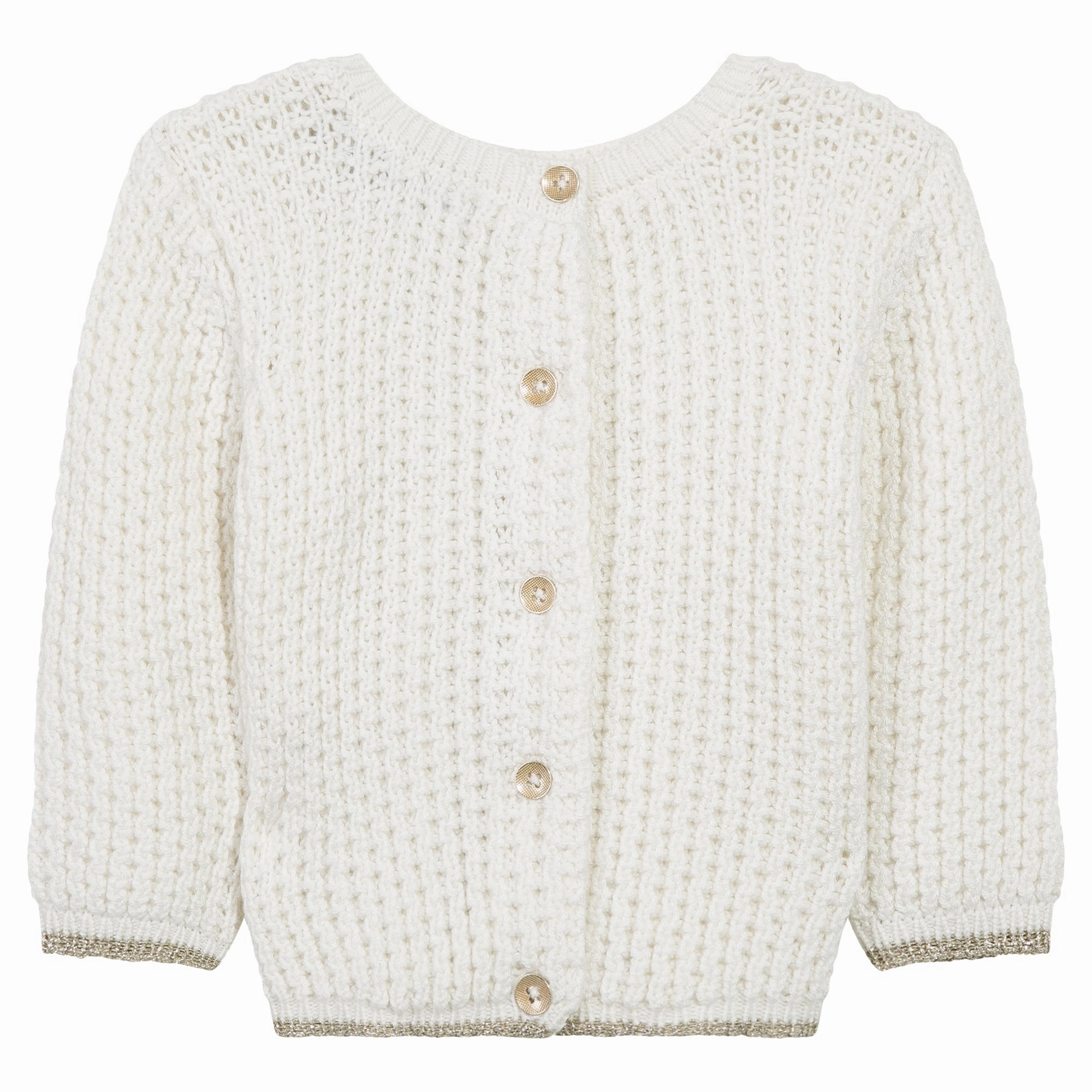 maximalist Glittery kids' wear Jean Bourget Baby's White Cream Knitted Cardigan