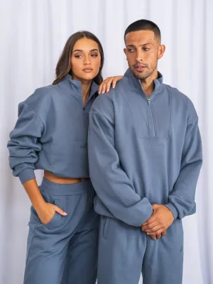 Unisex Half Zip Jumper - Denim Blue Razor Static Resistant