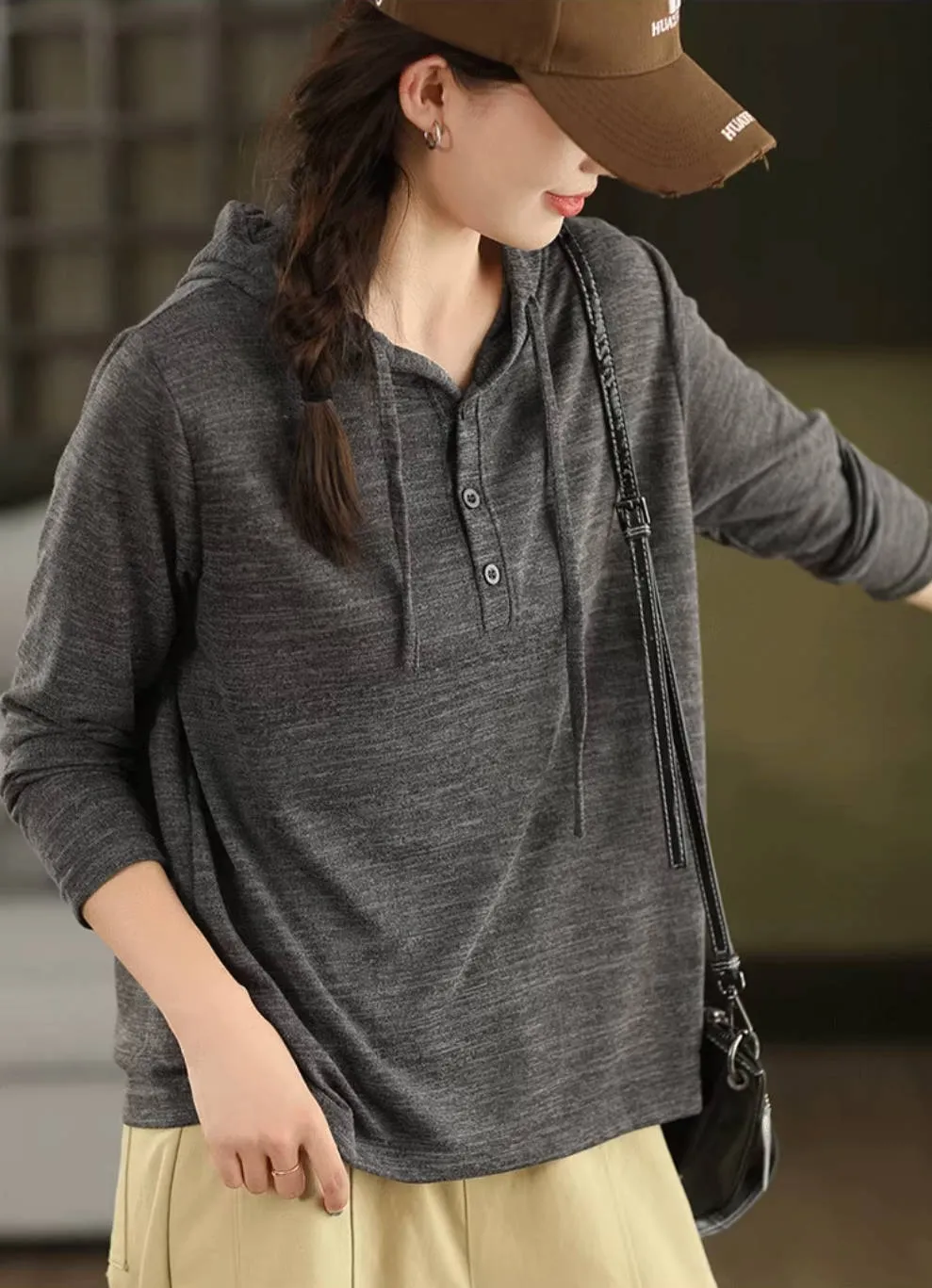 Autumn Thin Cotton Casual Loose Soft Hoodies Top Fashionable