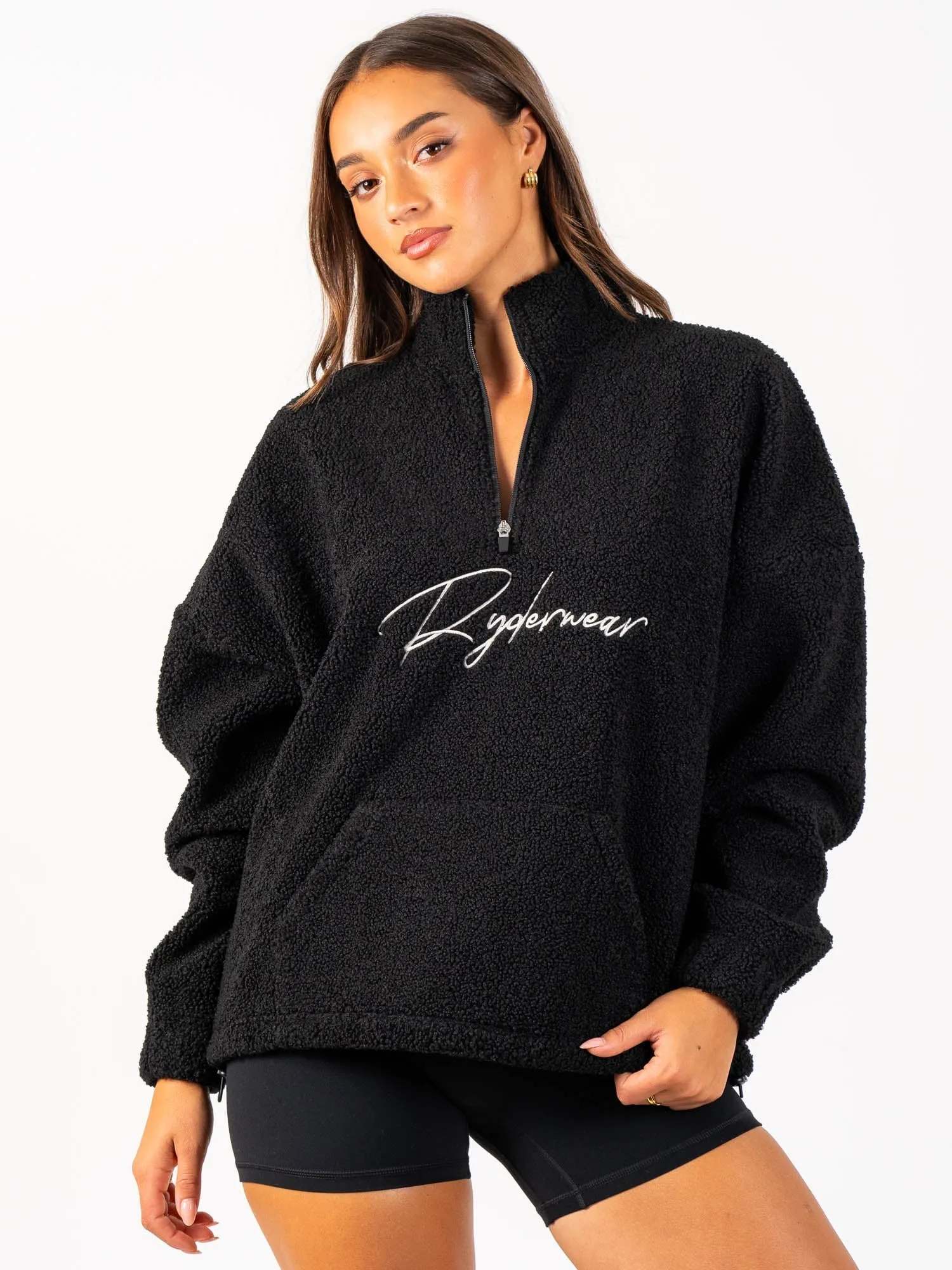 Plus Size Airtight Storage Compartment Unisex Teddy Jumper - Black
