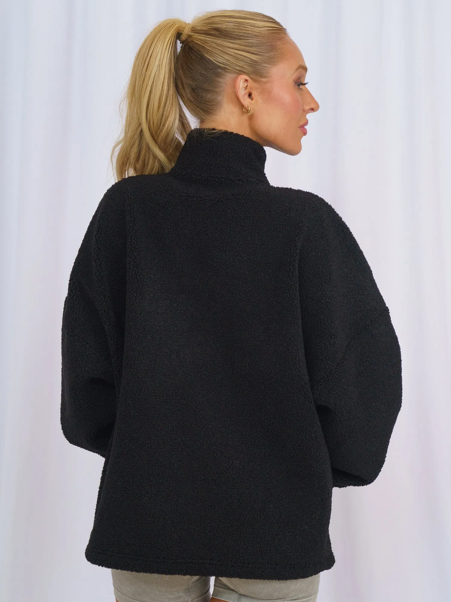 Weatherproof Zipper Unisex Teddy Jumper - Black