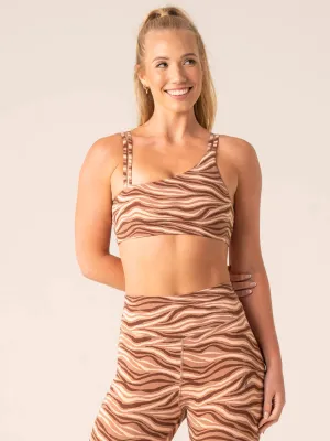 Unstoppable One Shoulder Sports Bra - Mocha Zebra Anti-chafe Trendy workout clothes