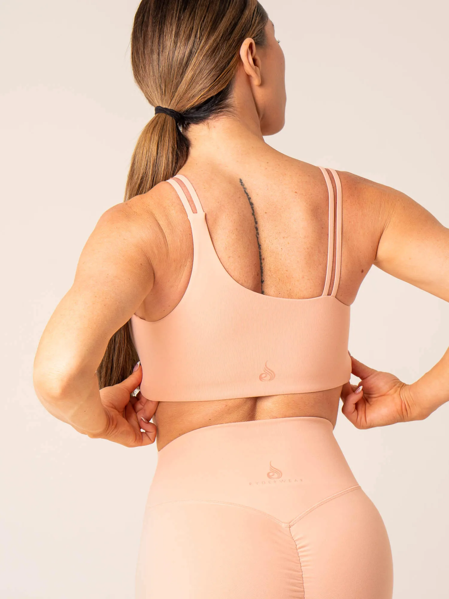 Versatile Support Flexible Material Unstoppable One Shoulder Sports Bra - Peach
