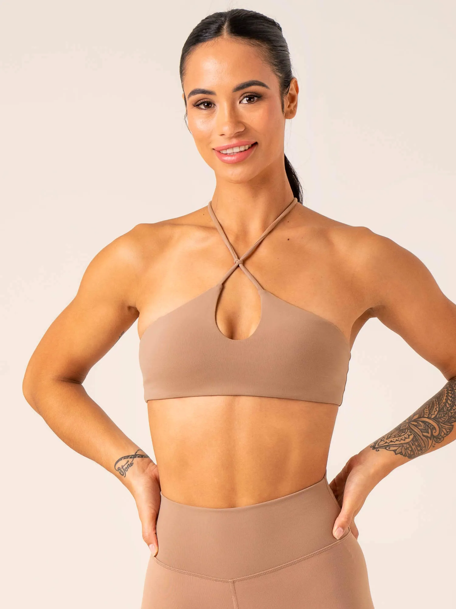 Anti-microbial Stretchy Material Unstoppable Sports Bra - Mocha