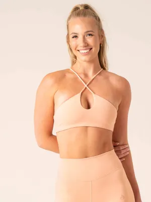Unstoppable Sports Bra - Peach geometric