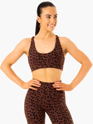Evolution Sports Bra - Chocolate Leopard Soft Microfiber