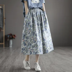 Babakud Women Summer New Cotton Floral A-Line Skirt Tiered Layers Travel Ease