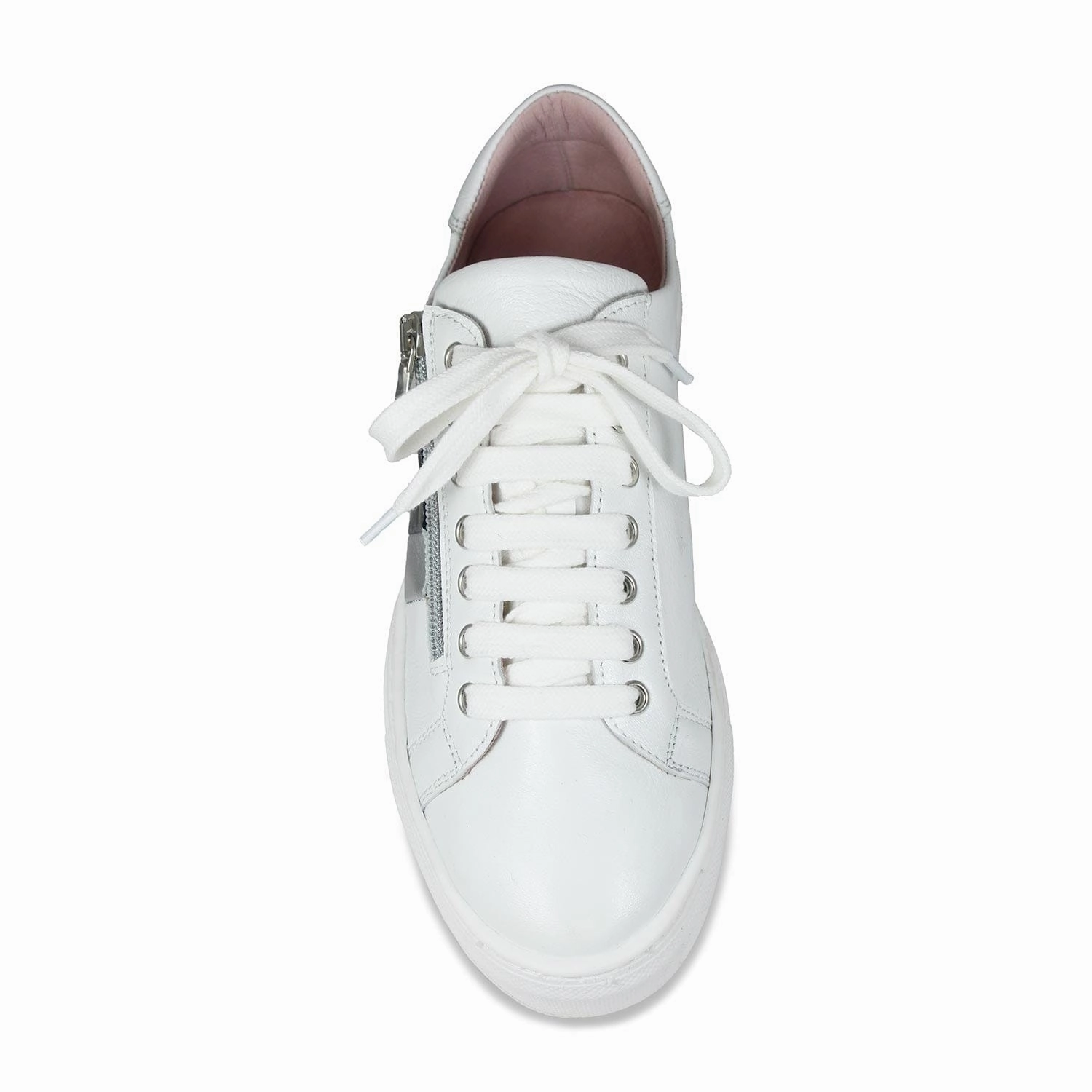 Sprint: White Leather & Metallic Neutral Cushioning