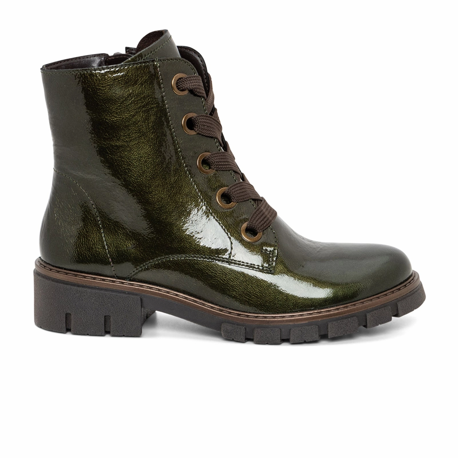 Business casual Ara Debbie Combat Boot (Women) - Forest Metallic Patent