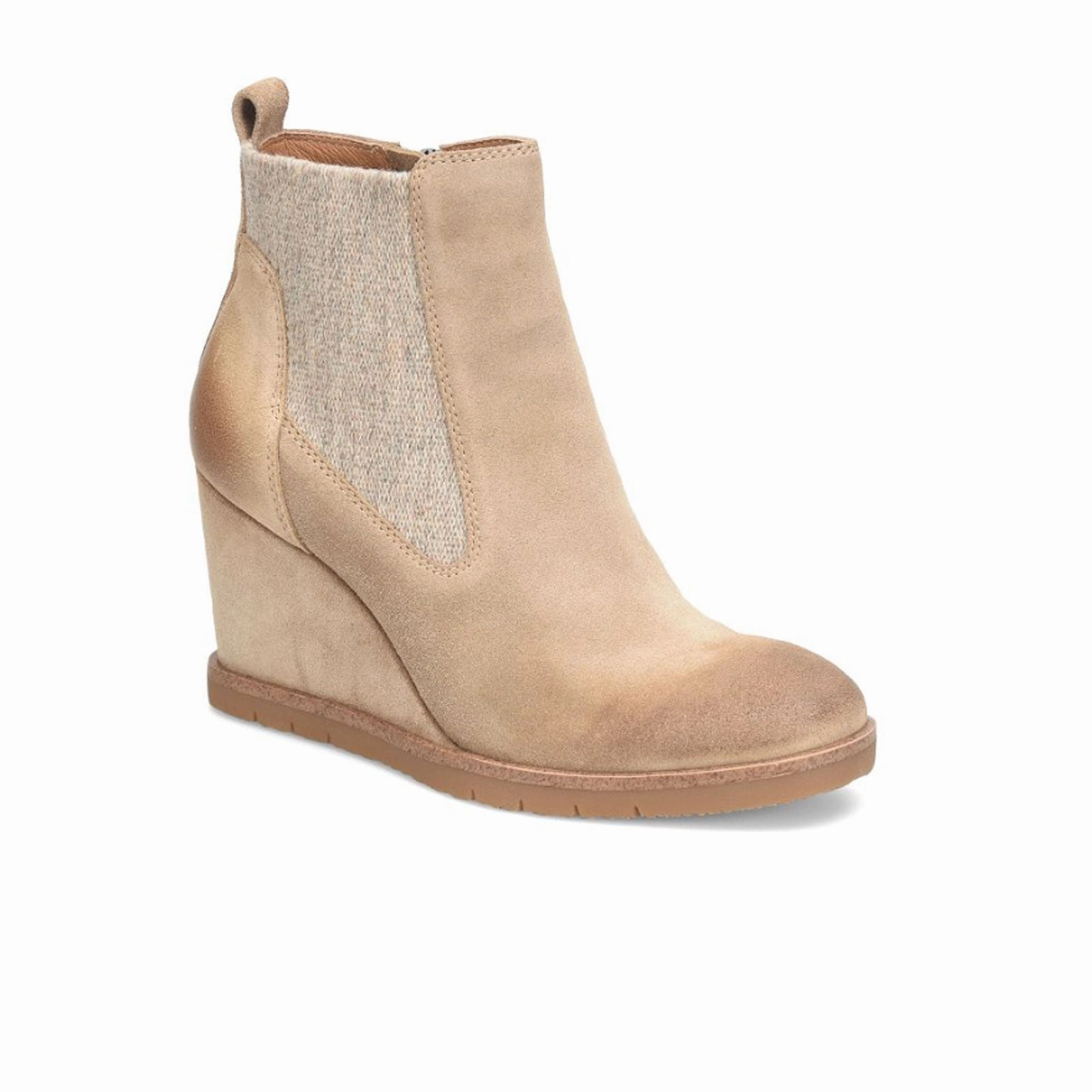 Step Hold Strappy Sofft Monica Chelsea Wedge Boot (Women) - Barley Suede