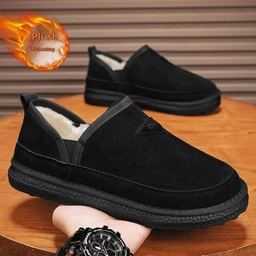 Snow Extreme Trek V-cut Fleece Snow Boots Winter Warm Round-toed Suede Ankle Boot Fashion Simple Non-slip Flat Cotton Shoes For Men